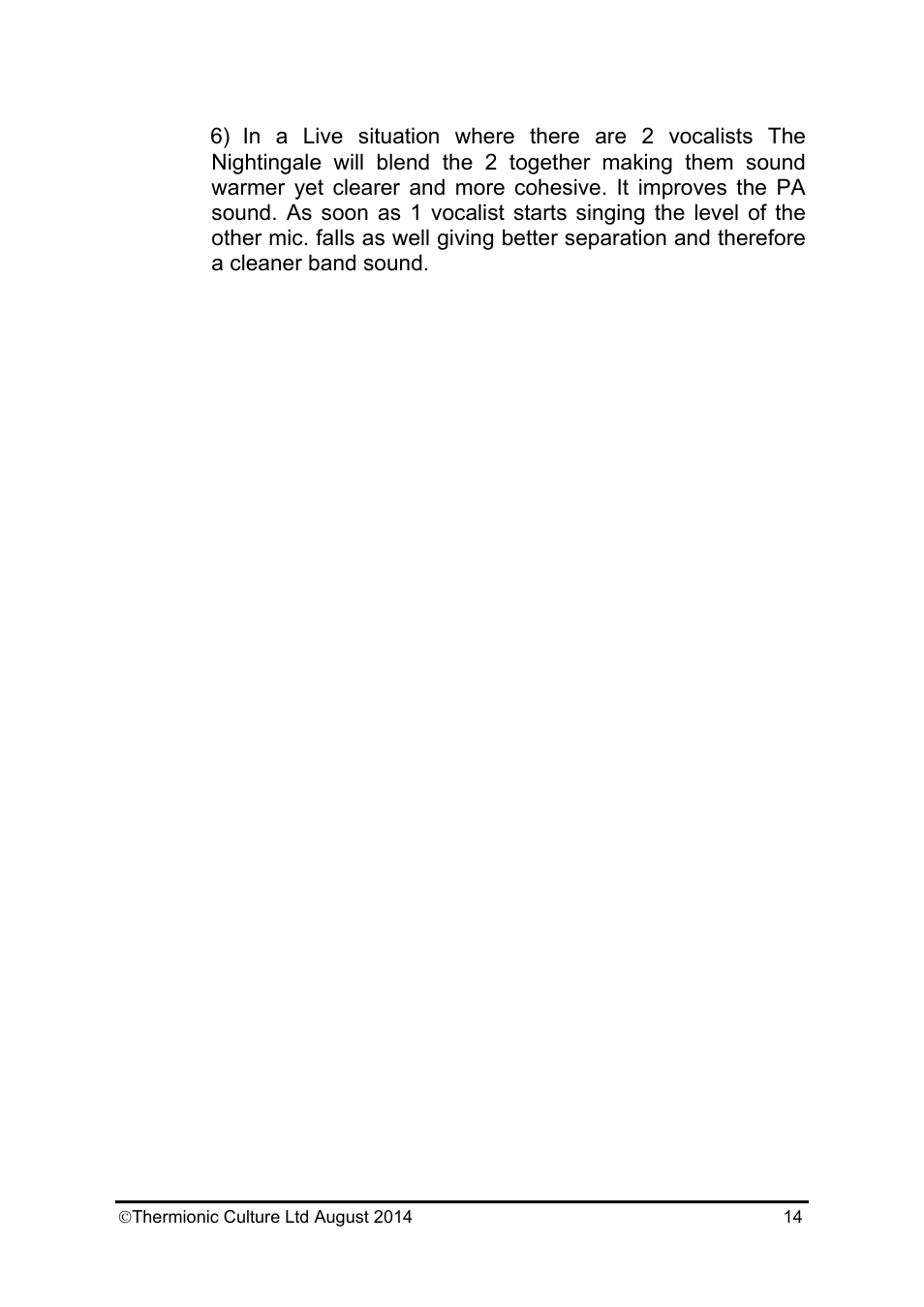 Thermionic Culture THE NIGHTINGALE 2 Dual mic. Amp/equaliser+ compressor User Manual | Page 15 / 20