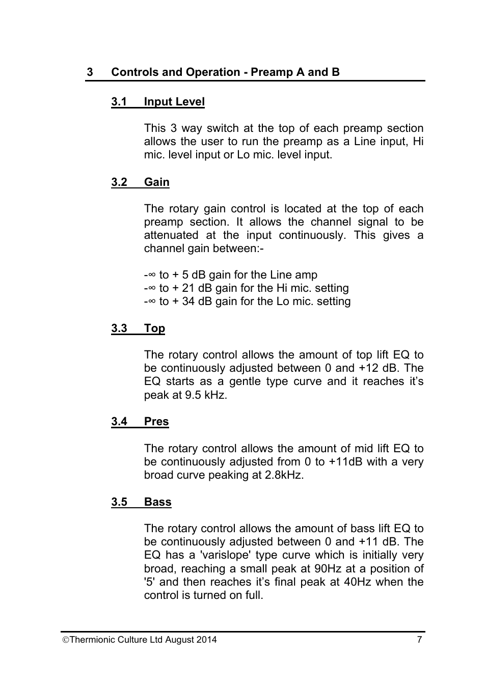 Thermionic Culture THE NIGHTINGALE 2 Dual mic. Amp/equaliser+ compressor User Manual | Page 8 / 20