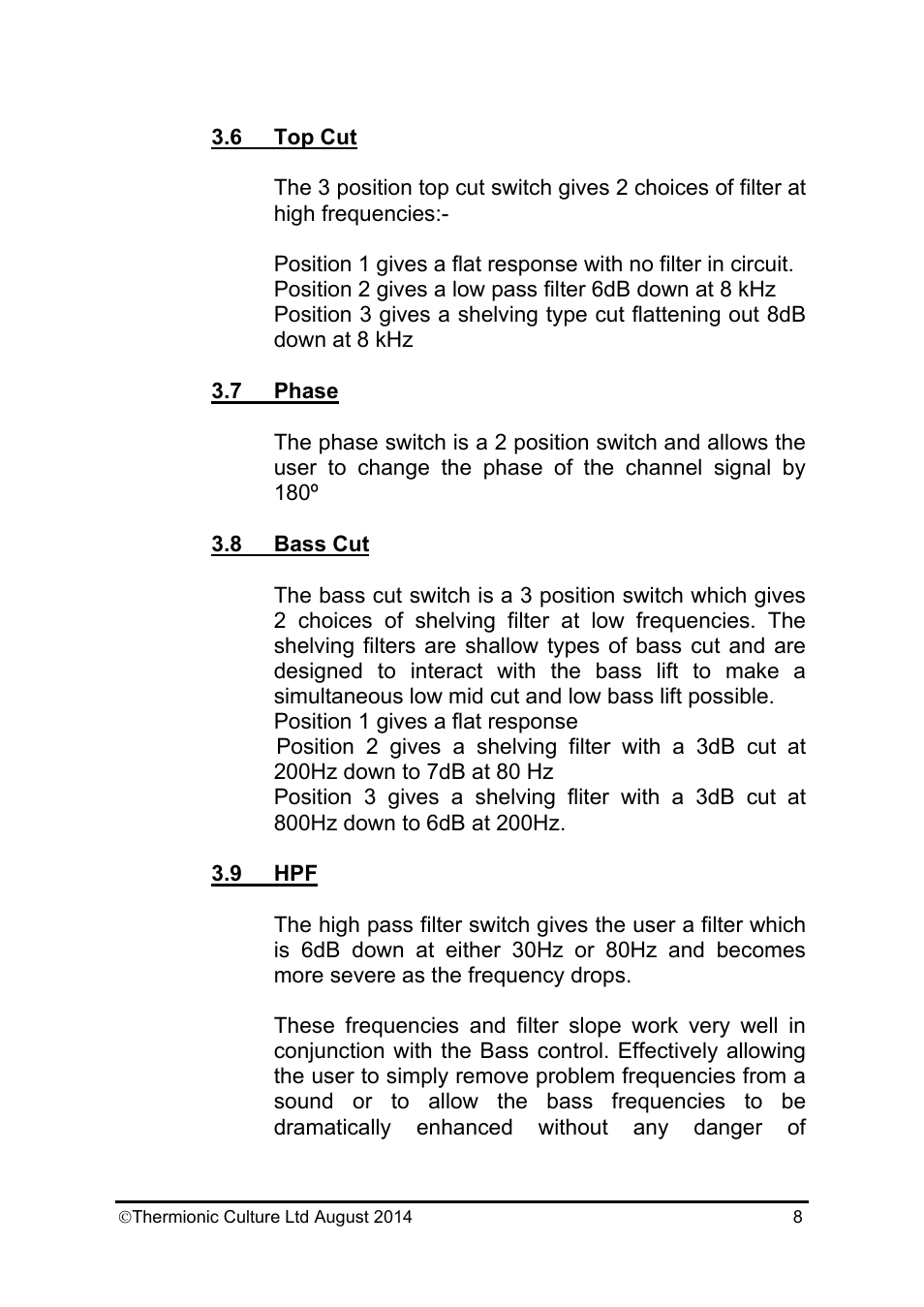 Thermionic Culture THE NIGHTINGALE 2 Dual mic. Amp/equaliser+ compressor User Manual | Page 9 / 20