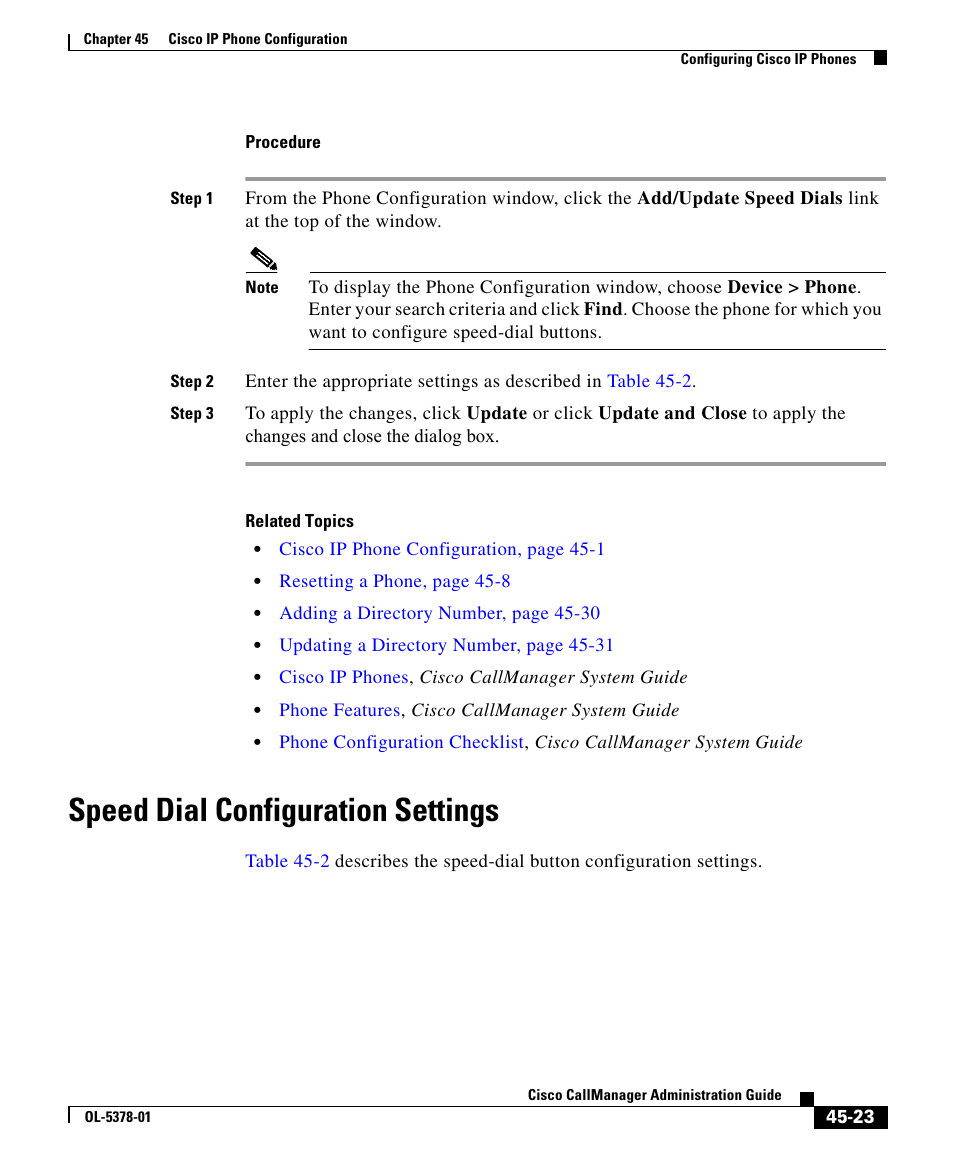 Speed dial configuration settings | Cisco OL-5378-01 User Manual | Page 23 / 42