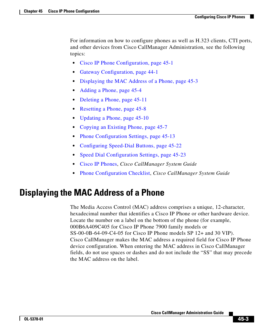 Displaying the mac address of a phone | Cisco OL-5378-01 User Manual | Page 3 / 42