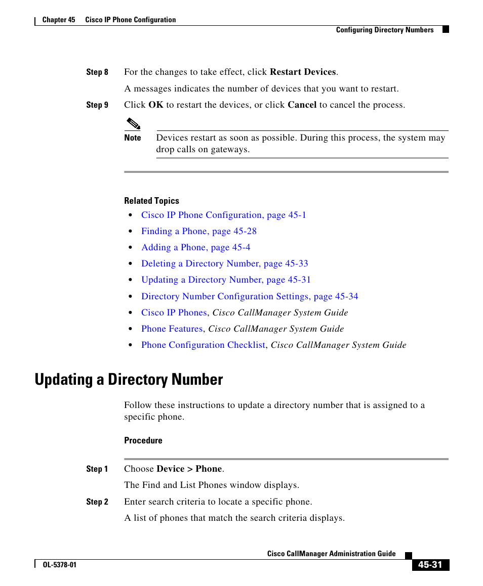 Updating a directory number | Cisco OL-5378-01 User Manual | Page 31 / 42