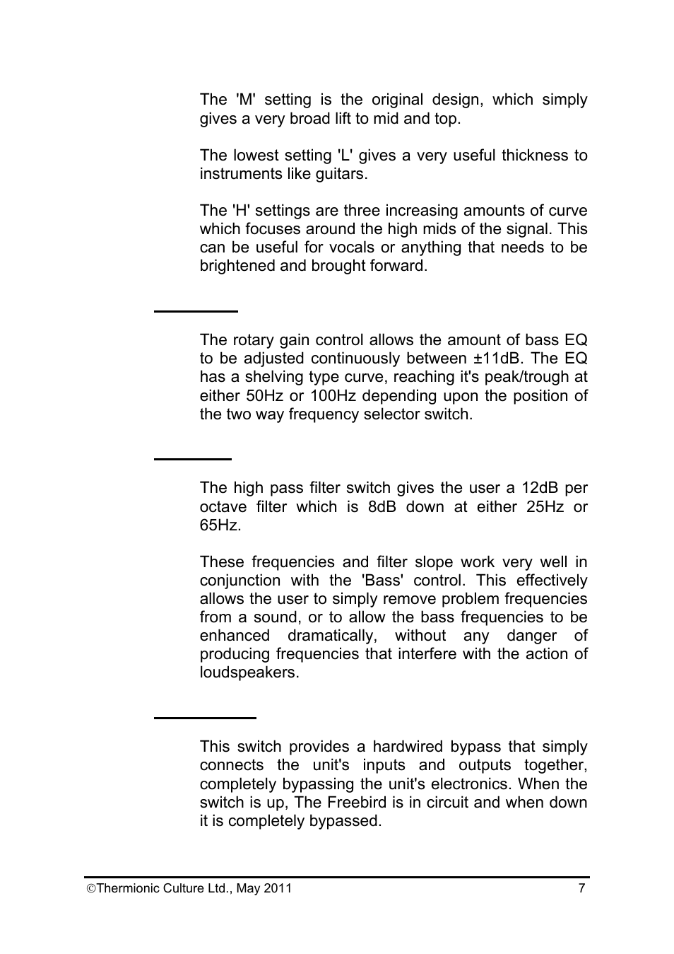 Thermionic Culture THE FREEBIRD 3  channel equalizer User Manual | Page 8 / 14