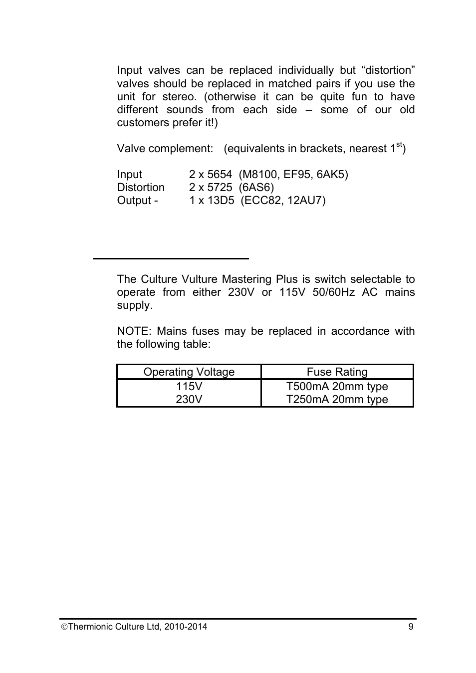 Thermionic Culture THE CULTURE VULTURE Mastering Plus User Manual | Page 10 / 12