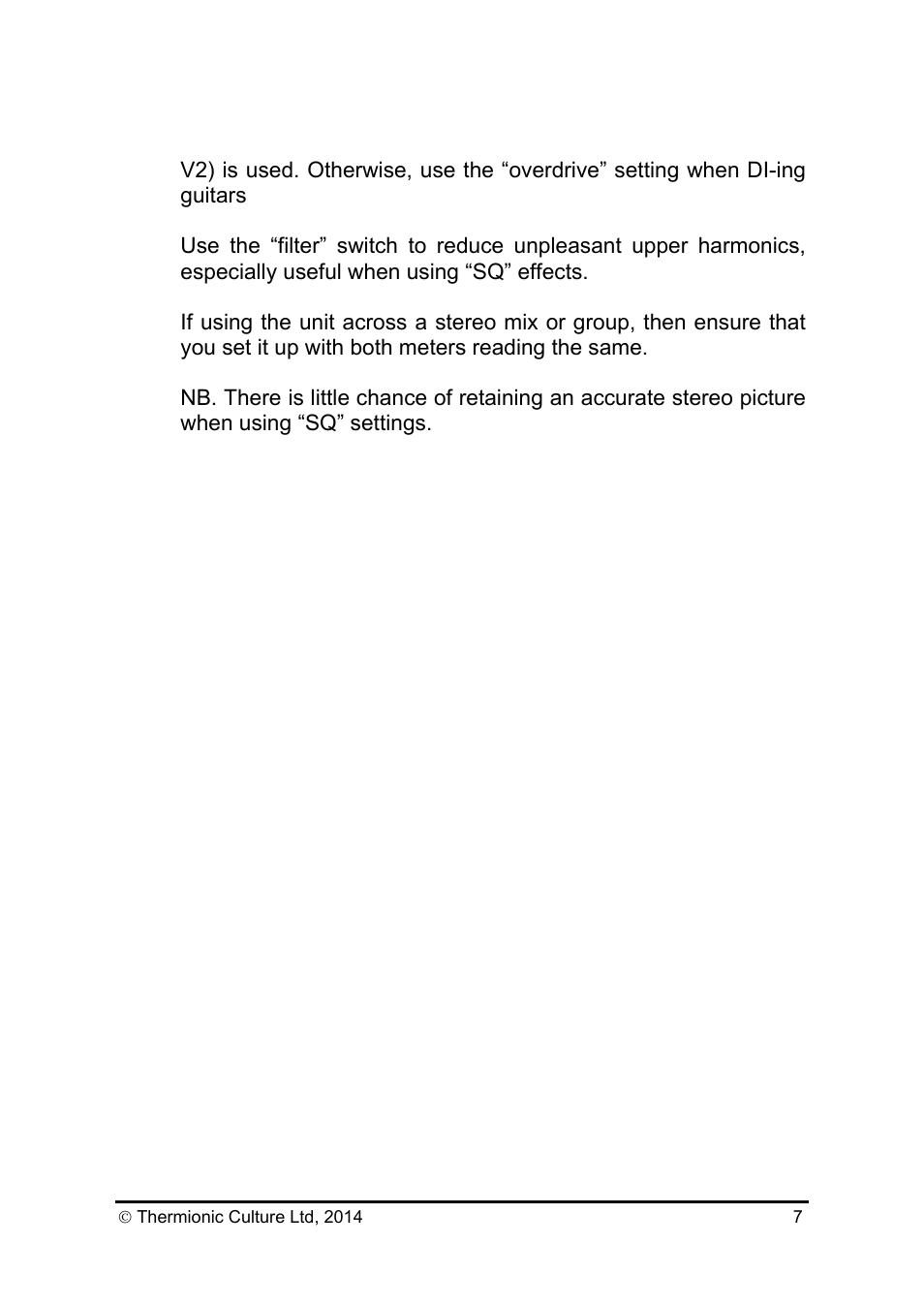 Thermionic Culture THE CULTURE VULTURE SUPER 15 Stereo Valve Distortion User Manual | Page 8 / 14