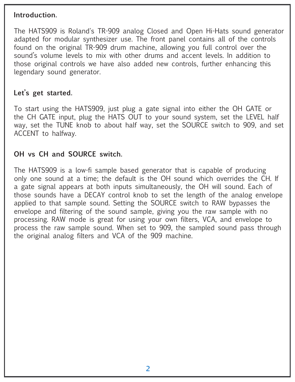 Tiptop HATS909 Hi-Hats User Manual | Page 2 / 6