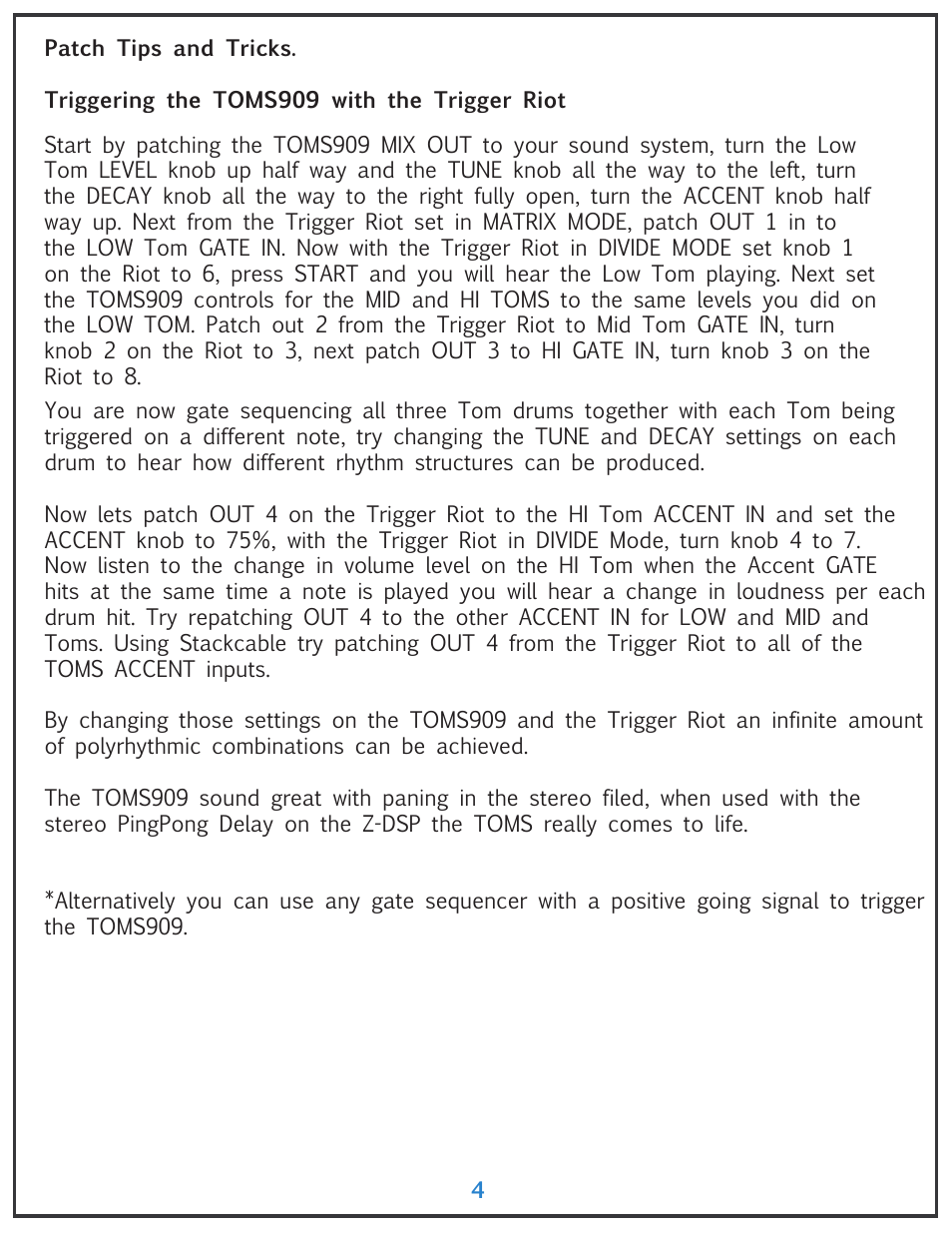 Tiptop TOMS909 Toms User Manual | Page 4 / 6