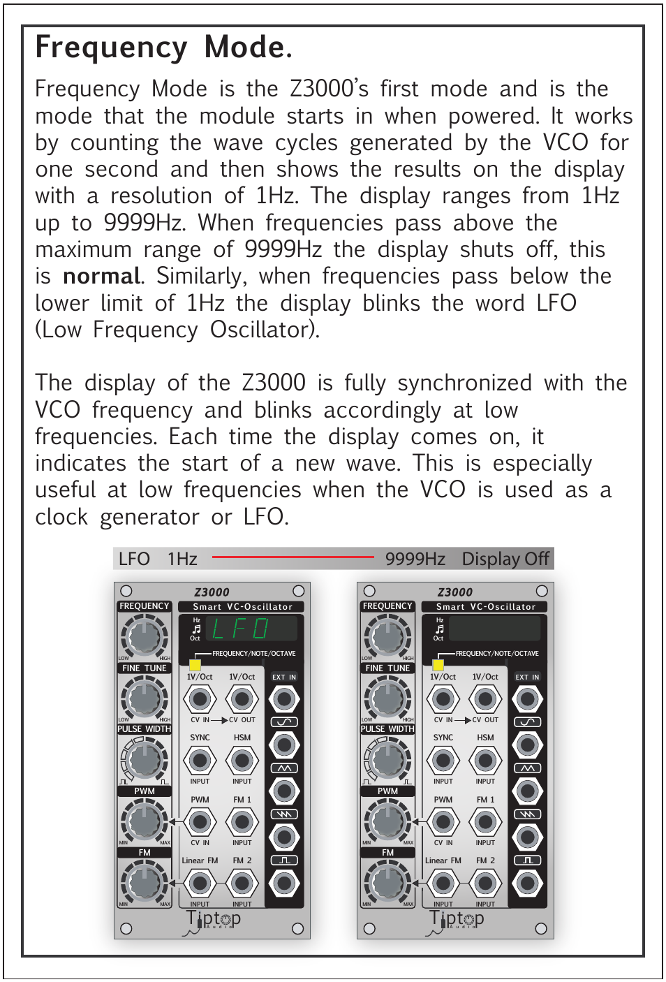 Frequency mode, Tipt p | Tiptop Z3000 Smzrt VCO User Manual | Page 4 / 19