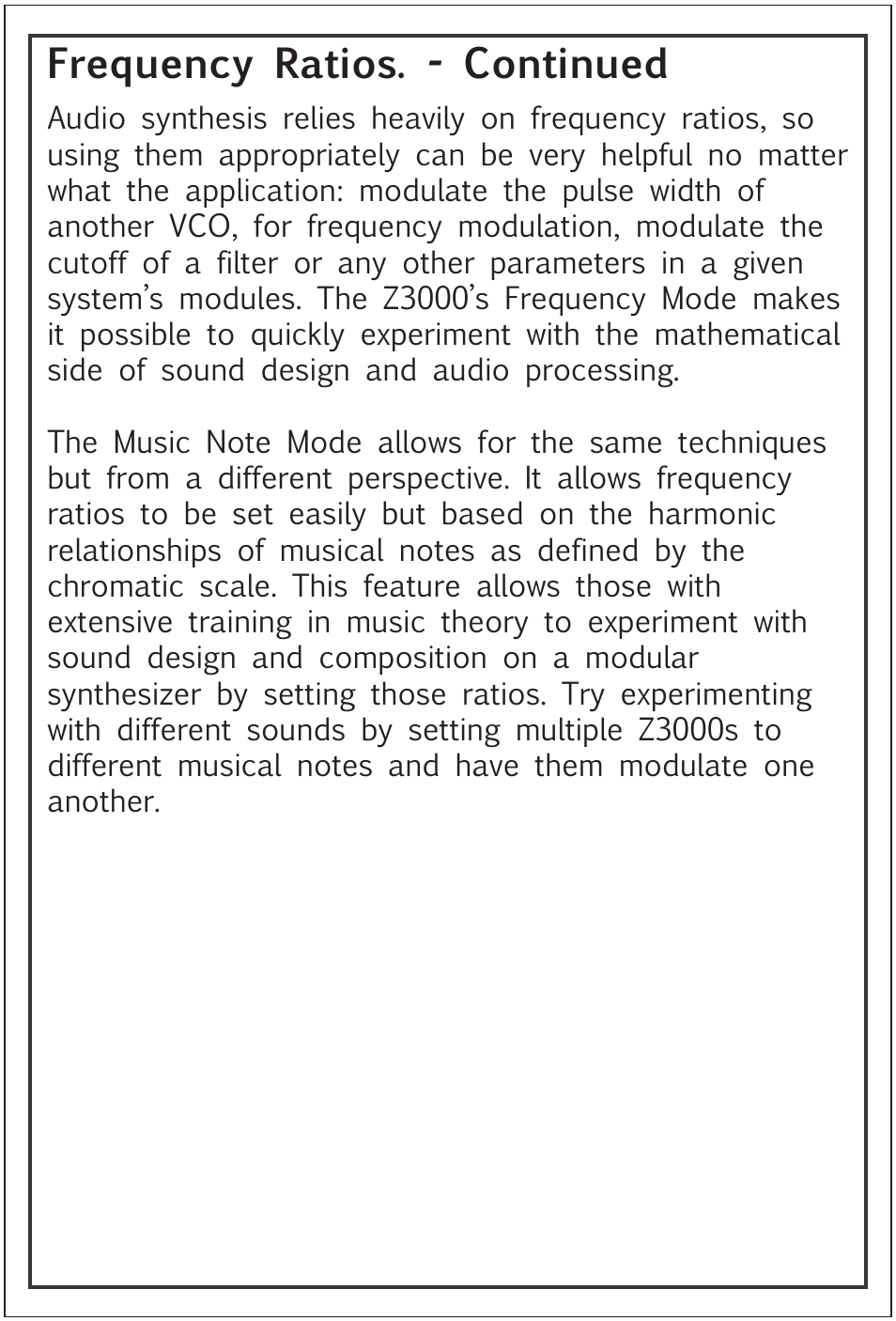 Frequency ratios. - continued | Tiptop Z3000 Smzrt VCO User Manual | Page 6 / 19