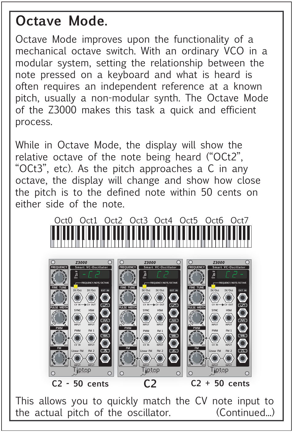 Octave mode, C0 c7 c7, Tipt p | Tiptop Z3000 Smzrt VCO User Manual | Page 9 / 19