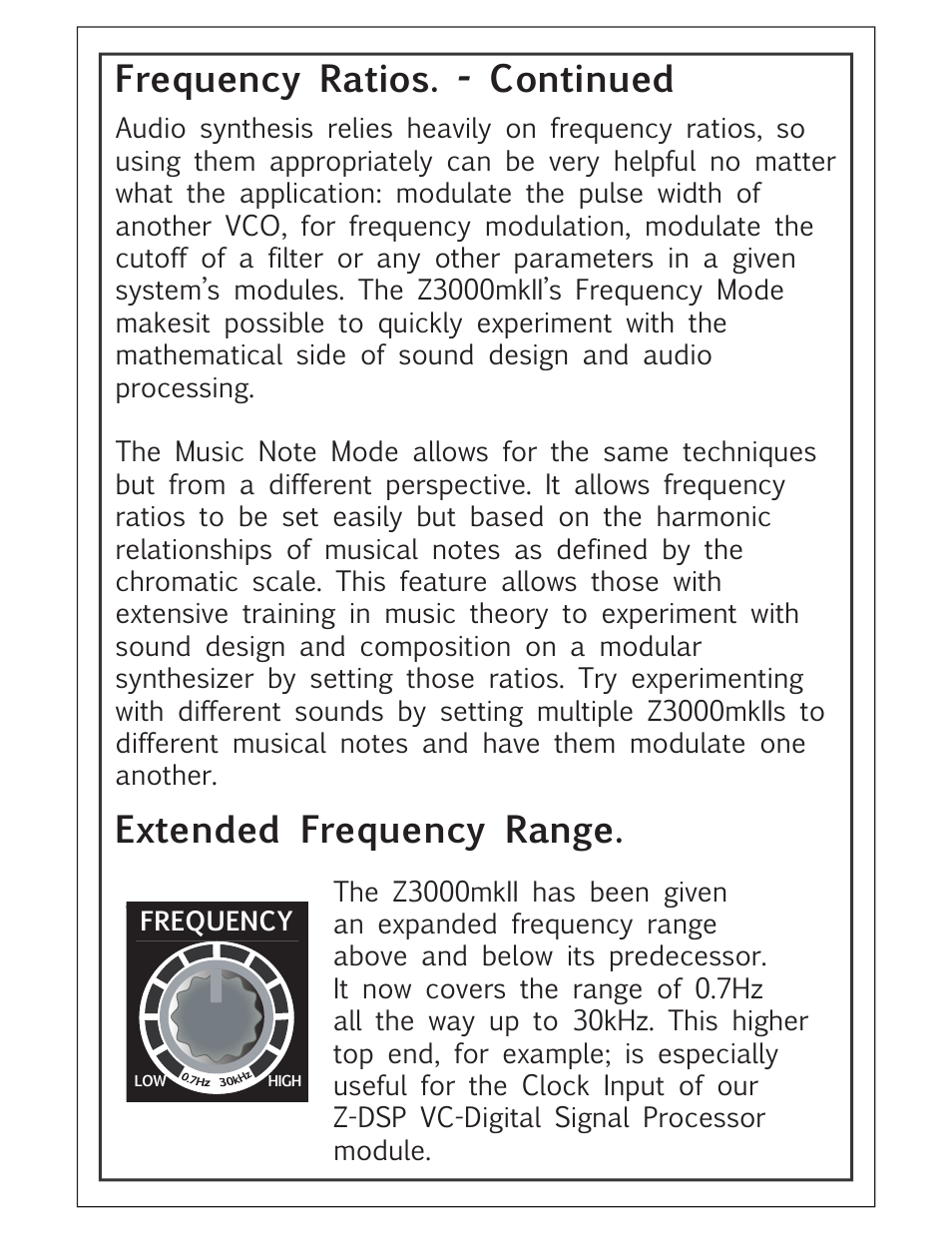 Frequency ratios. -­ continued, Extended frequency range | Tiptop Z3000 Smzrt VCO MKII User Manual | Page 6 / 20