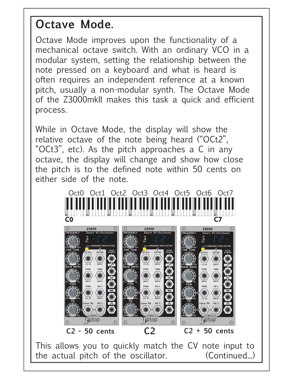 Octave mode, C0 c7, Tipt p | Tiptop Z3000 Smzrt VCO MKII User Manual | Page 9 / 20