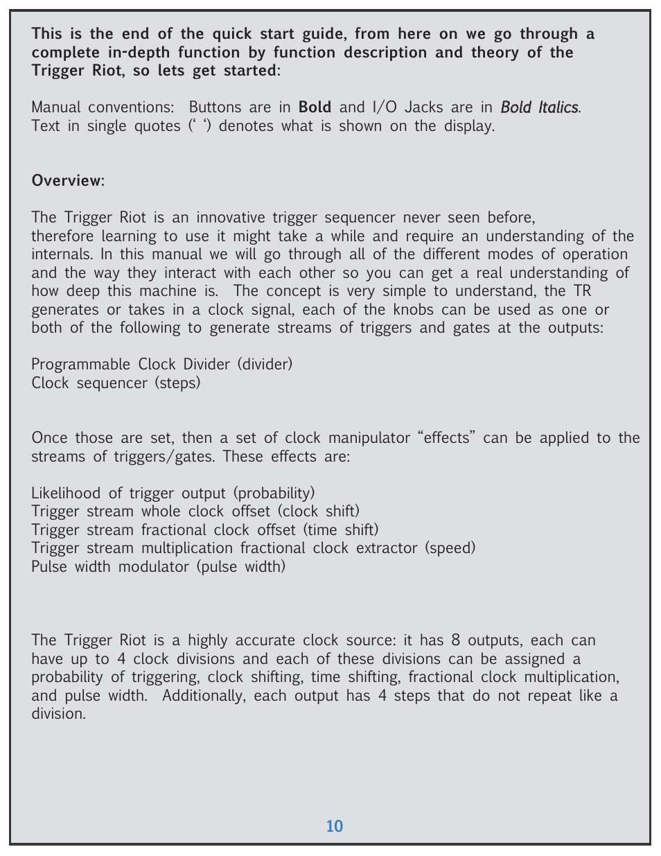 Tiptop Trigger Riot User Manual | Page 10 / 22