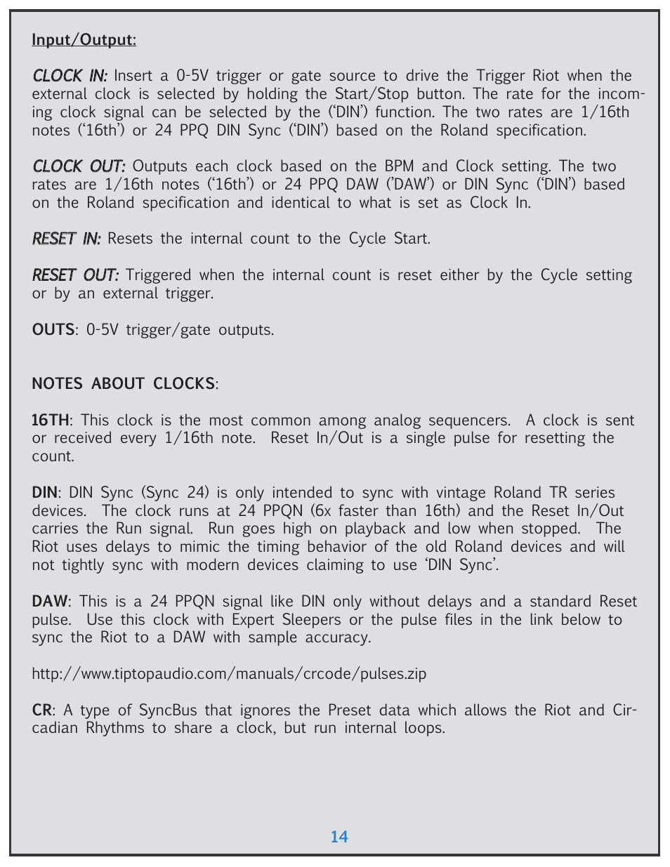Tiptop Trigger Riot User Manual | Page 14 / 22