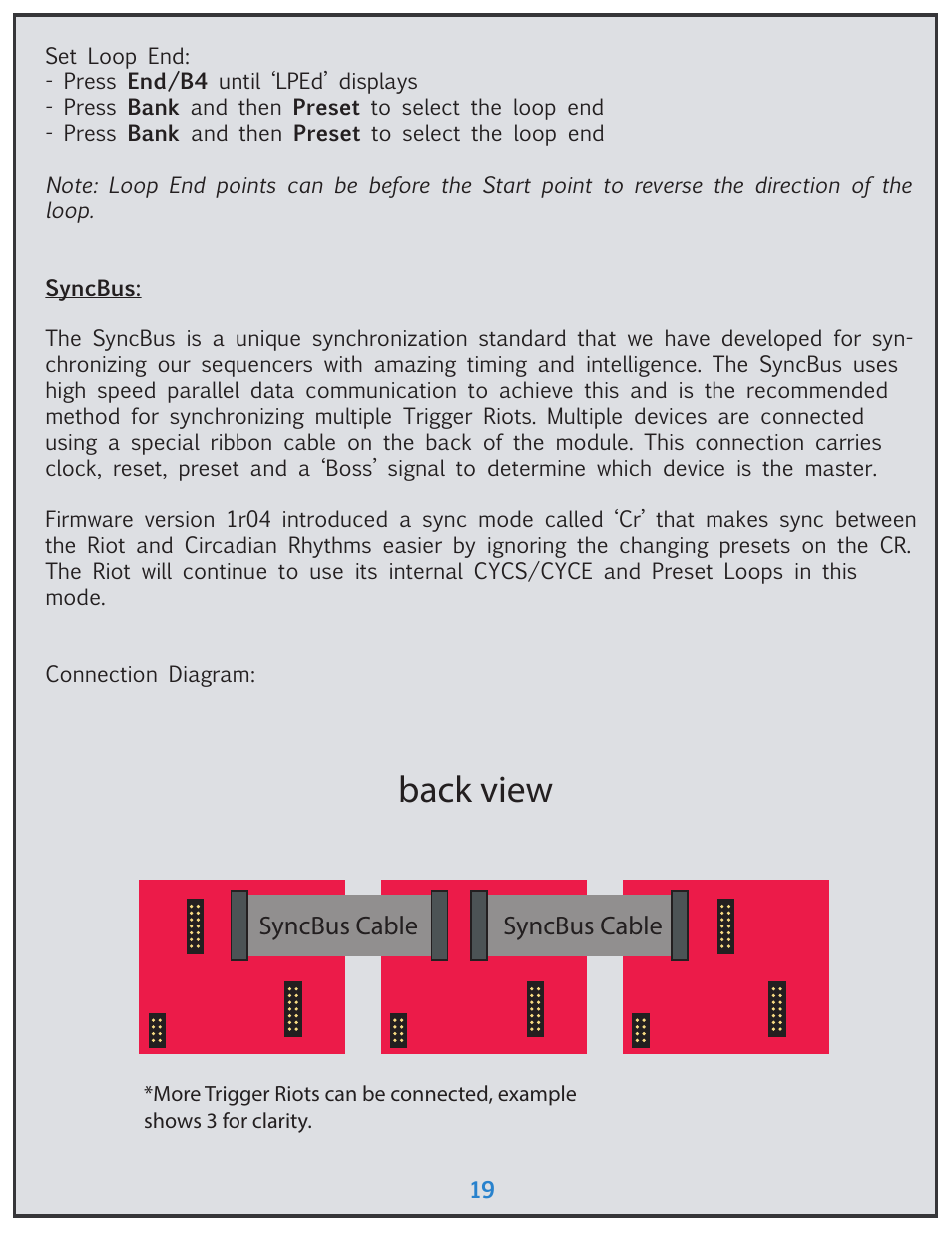 Back view, Syncbus cable | Tiptop Trigger Riot User Manual | Page 19 / 22