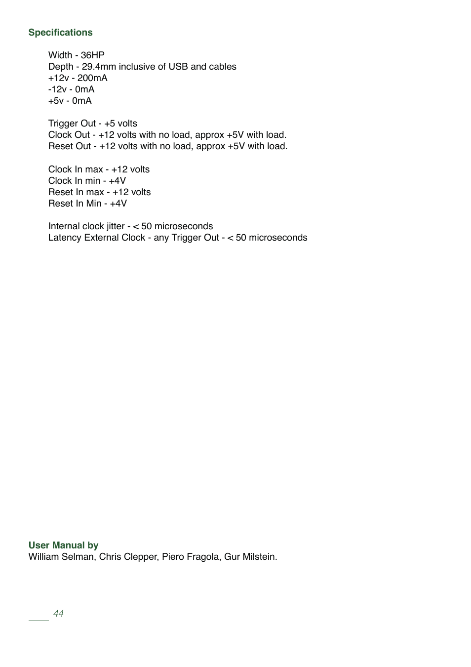 Tiptop Circadian Rhythms User Manual | Page 46 / 46