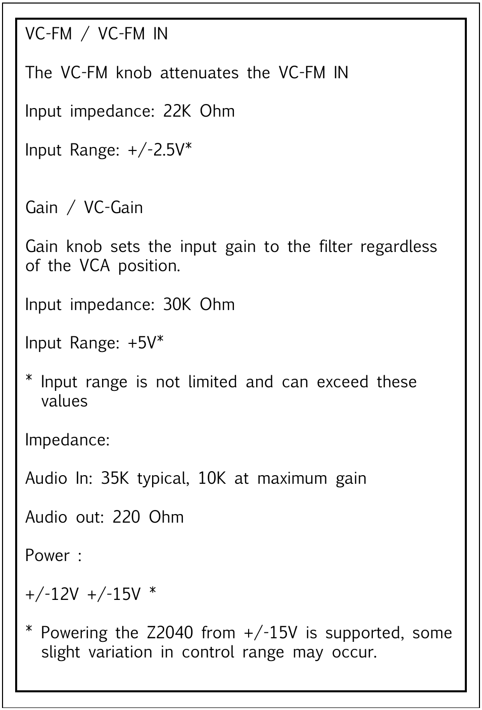 Tiptop Z2040 4-Pole VCF User Manual | Page 9 / 10