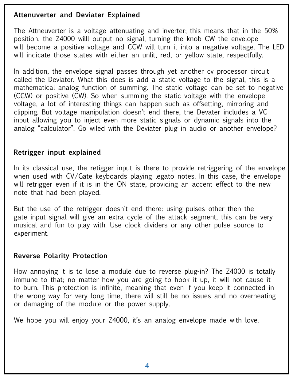 Tiptop Z4000 Envelope Generator User Manual | Page 4 / 4