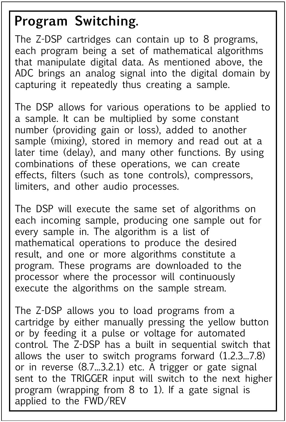 Program switching | Tiptop Z-DSP User Manual | Page 17 / 19