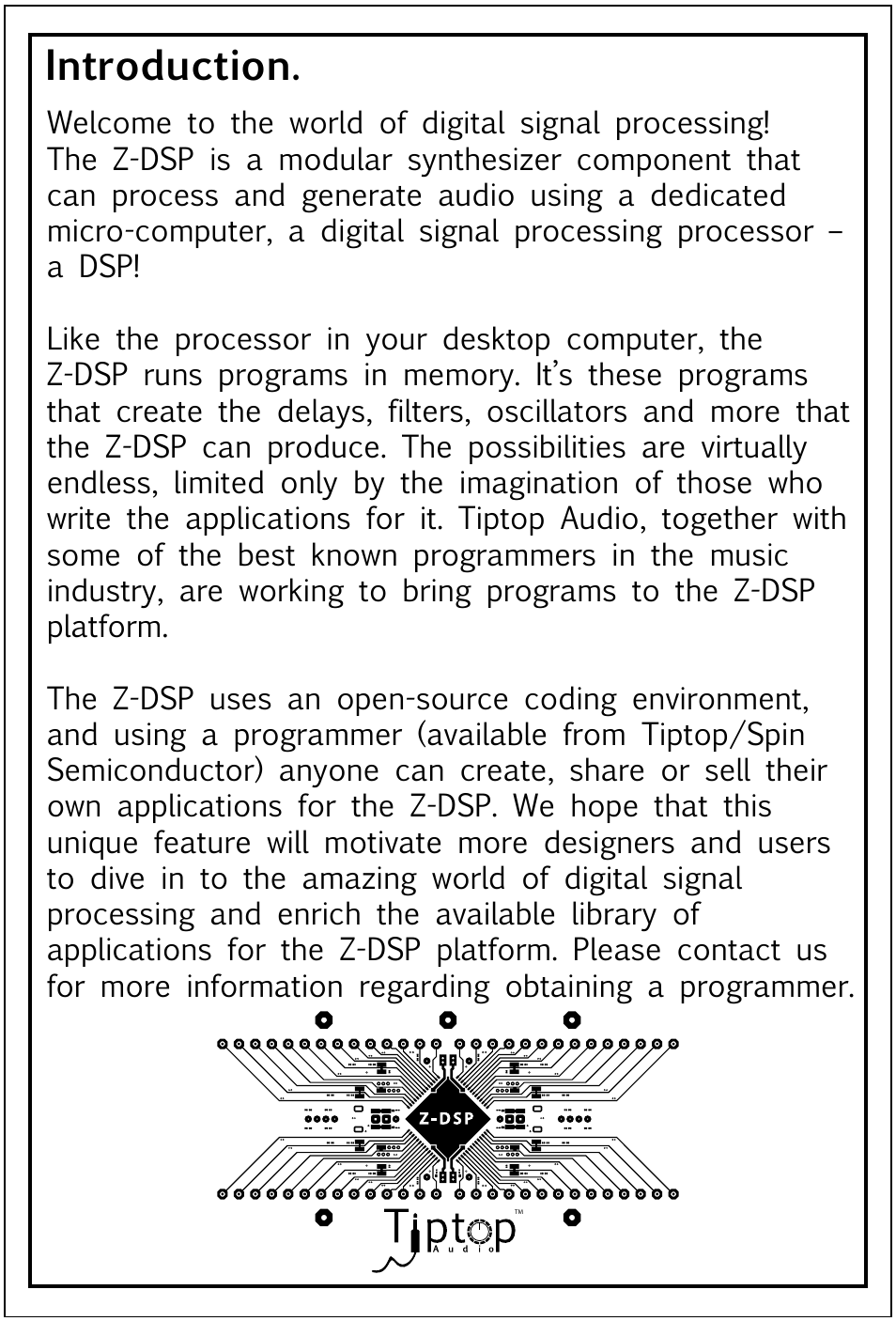 Introduction | Tiptop Z-DSP User Manual | Page 4 / 19