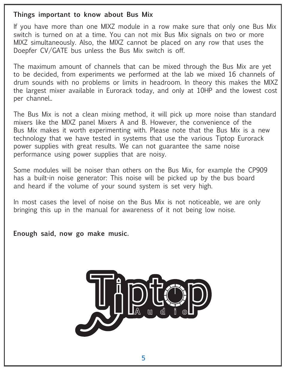 Tiptop MIXZ User Manual | Page 5 / 5