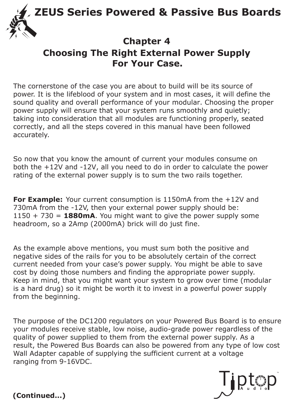 Zeus series powered & passive bus boards | Tiptop Powered Bus User Manual | Page 8 / 22