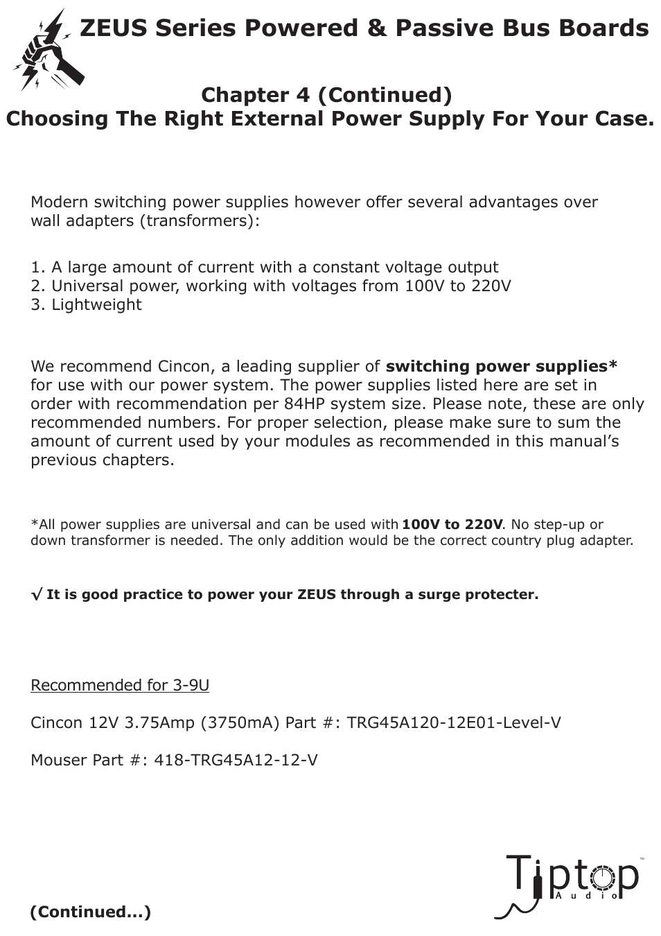 Zeus series powered & passive bus boards | Tiptop Powered Bus User Manual | Page 9 / 22