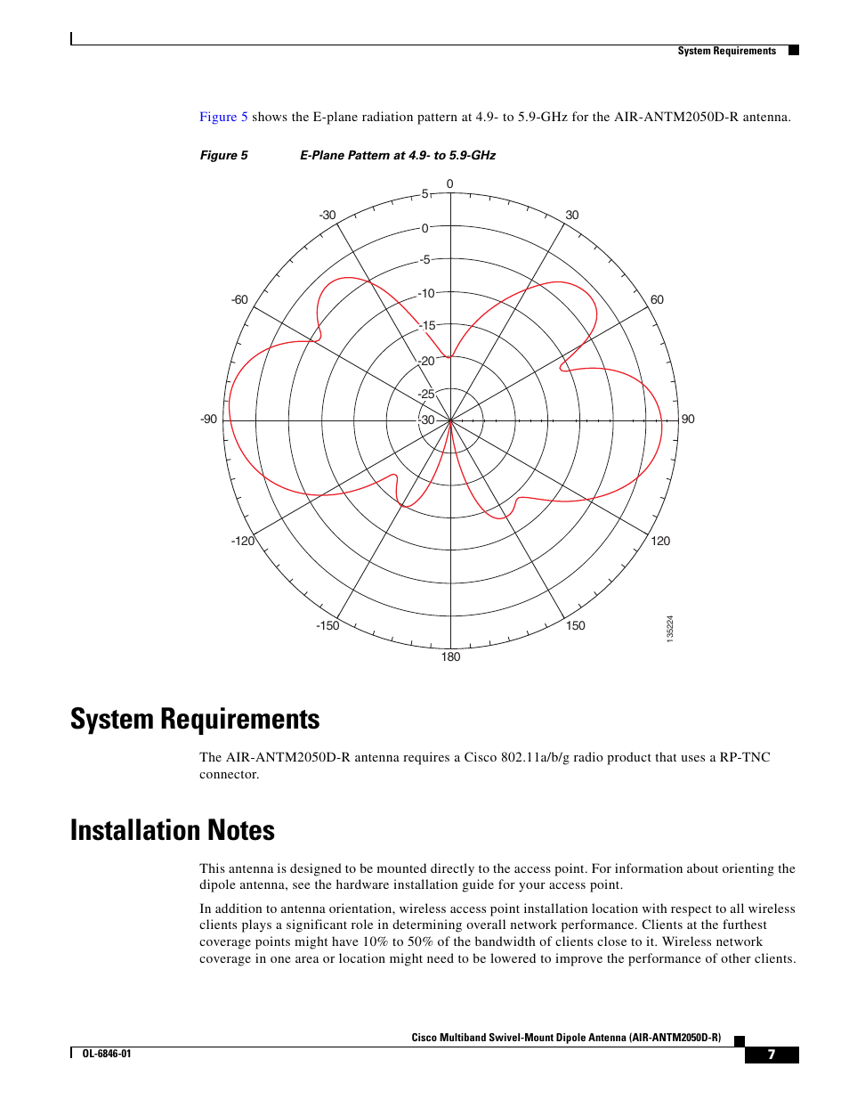 System requirements, Installation notes | Cisco Multiband Swivel-Mount Dipole Antenna AIR-ANTM2050D-R User Manual | Page 7 / 14