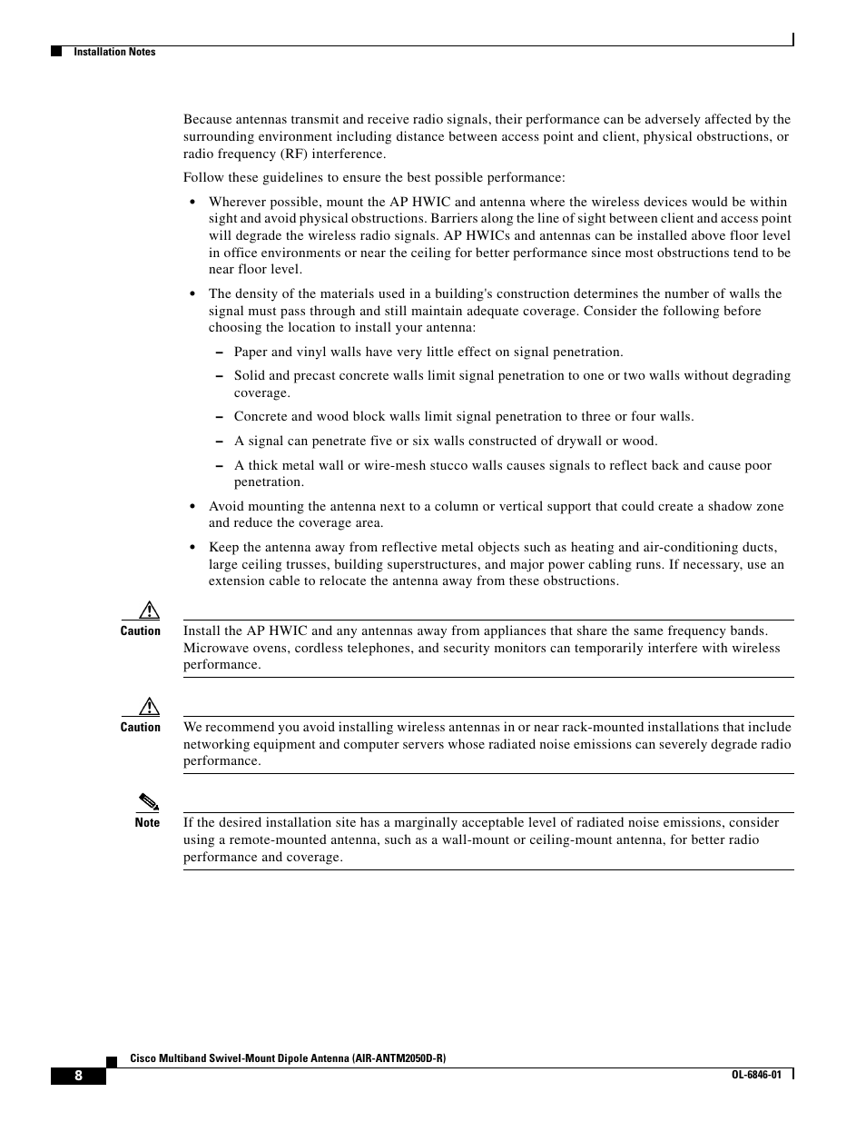 Cisco Multiband Swivel-Mount Dipole Antenna AIR-ANTM2050D-R User Manual | Page 8 / 14