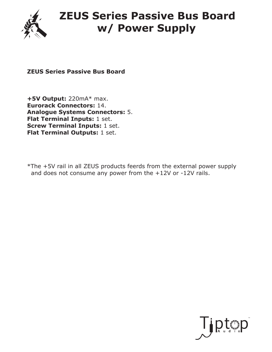 Zeus series passive bus board w/ power supply | Tiptop Passive Bus User Manual | Page 3 / 4