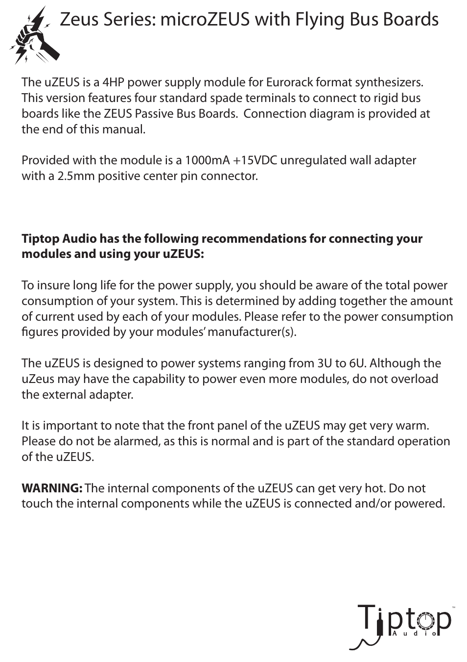 Zeus series: microzeus with flying bus boards | Tiptop µZEUS Power User Manual | Page 2 / 6