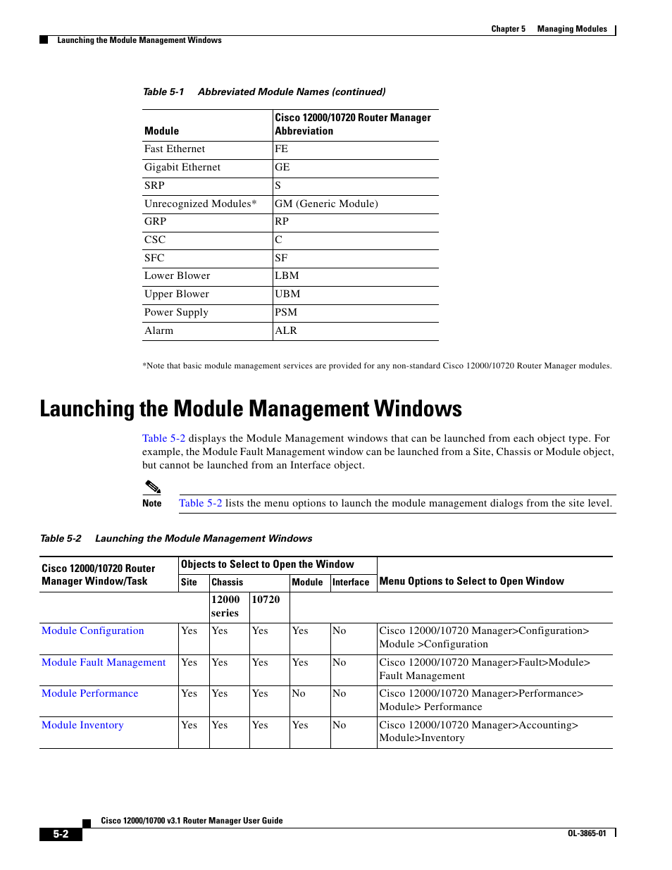 Launching the module management windows | Cisco 10700 User Manual | Page 2 / 16