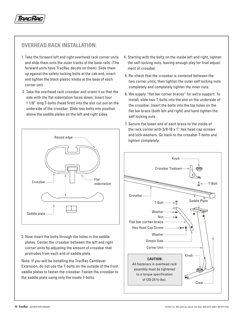 Overhead rack installation | TracRac IM TracRac User Manual | Page 10 / 12
