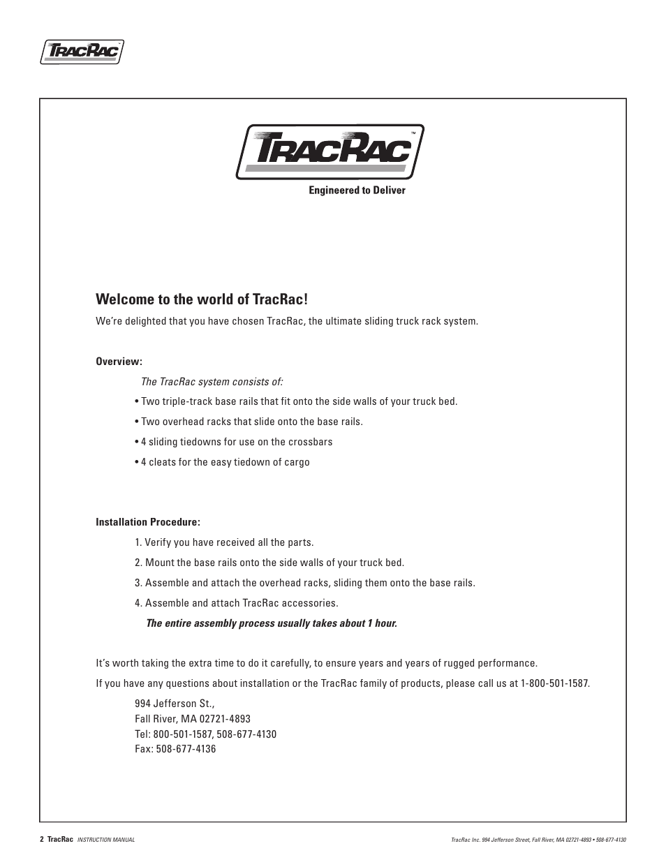 Welcome to the world of tracrac | TracRac IM TracRac User Manual | Page 2 / 12