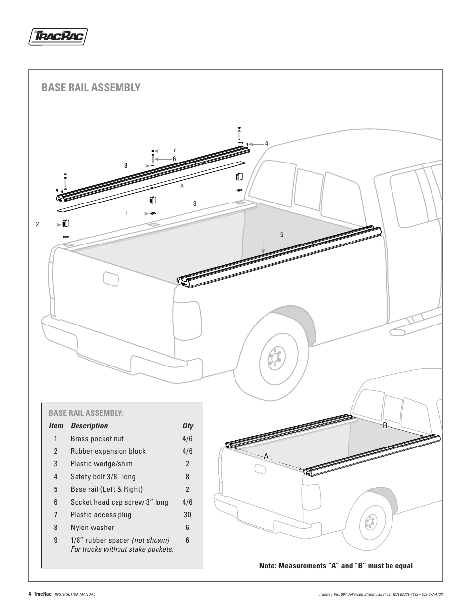 Base rail assembly | TracRac IM TracRac User Manual | Page 4 / 12