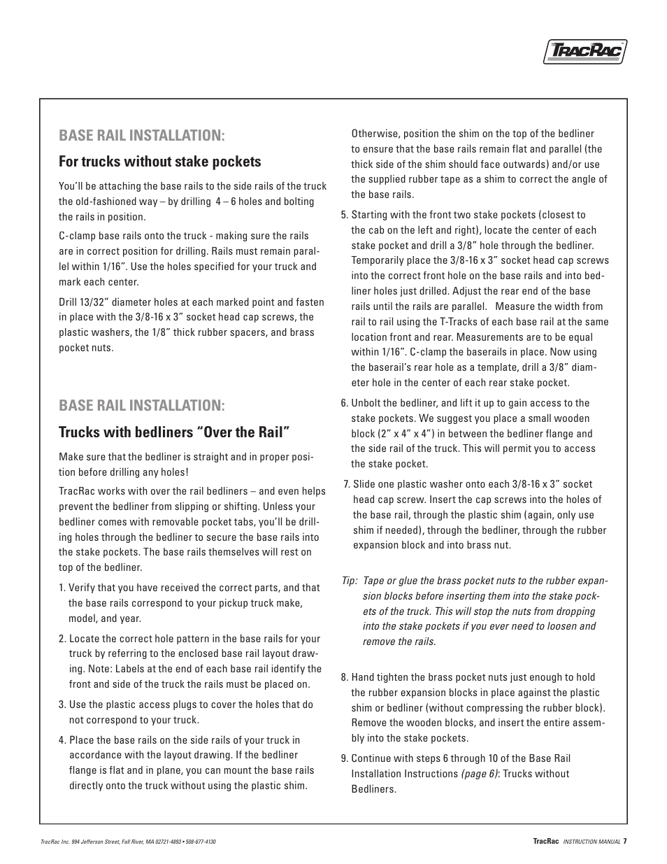 TracRac IM TracRac User Manual | Page 7 / 12