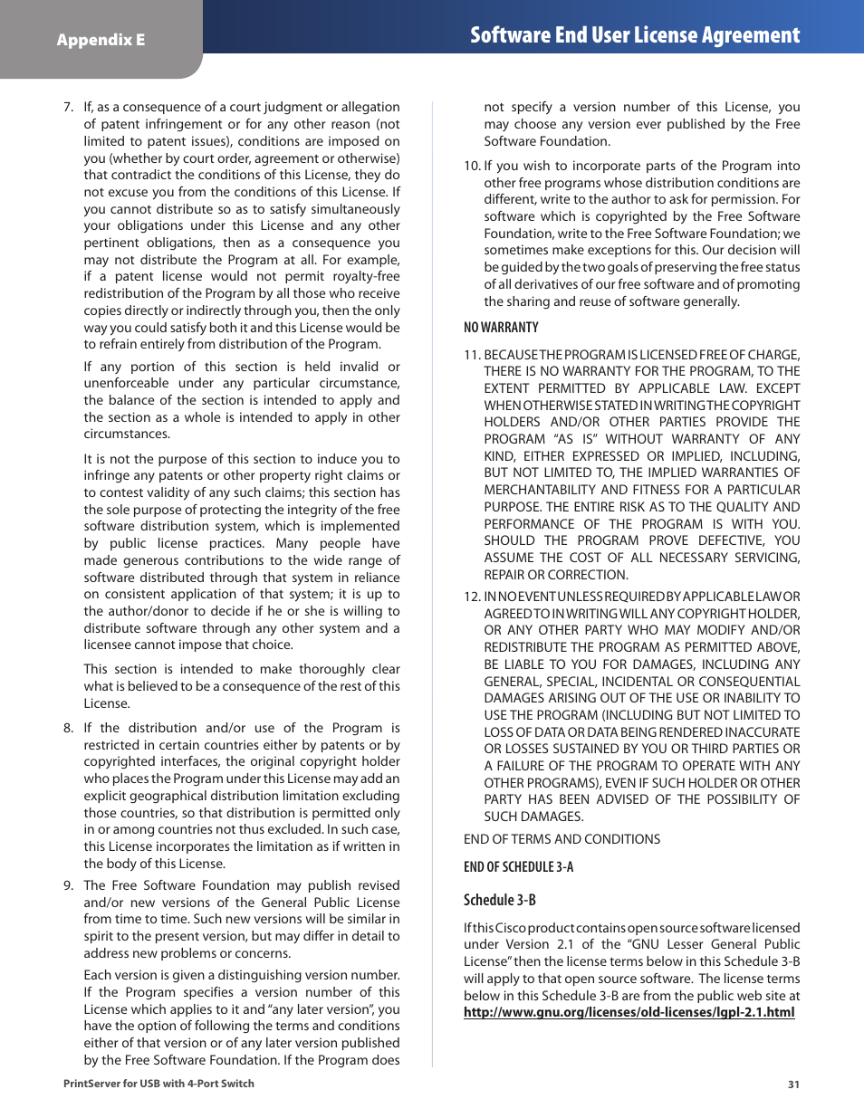 Software end user license agreement | Cisco PSUS4 User Manual | Page 34 / 41