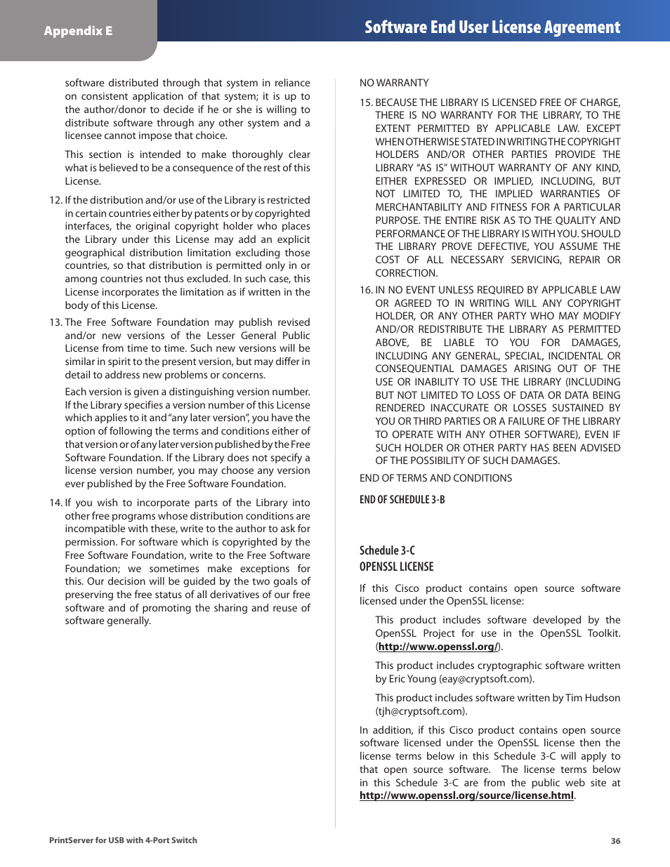 Software end user license agreement | Cisco PSUS4 User Manual | Page 39 / 41