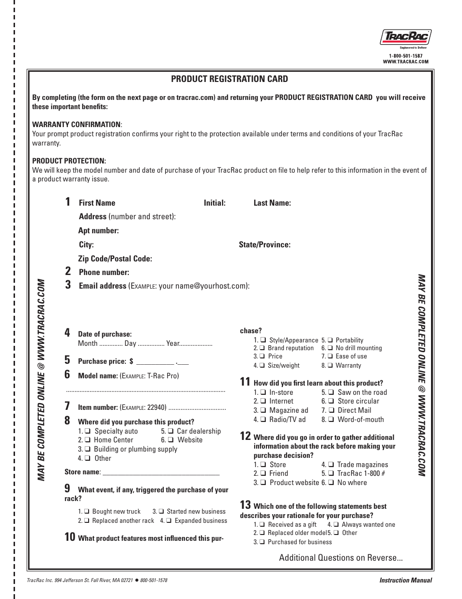 TracRac IM T-Rac G2 User Manual | Page 13 / 14
