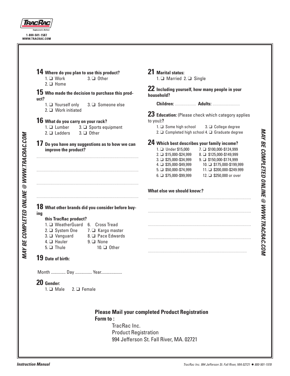 TracRac IM T-Rac G2 User Manual | Page 14 / 14