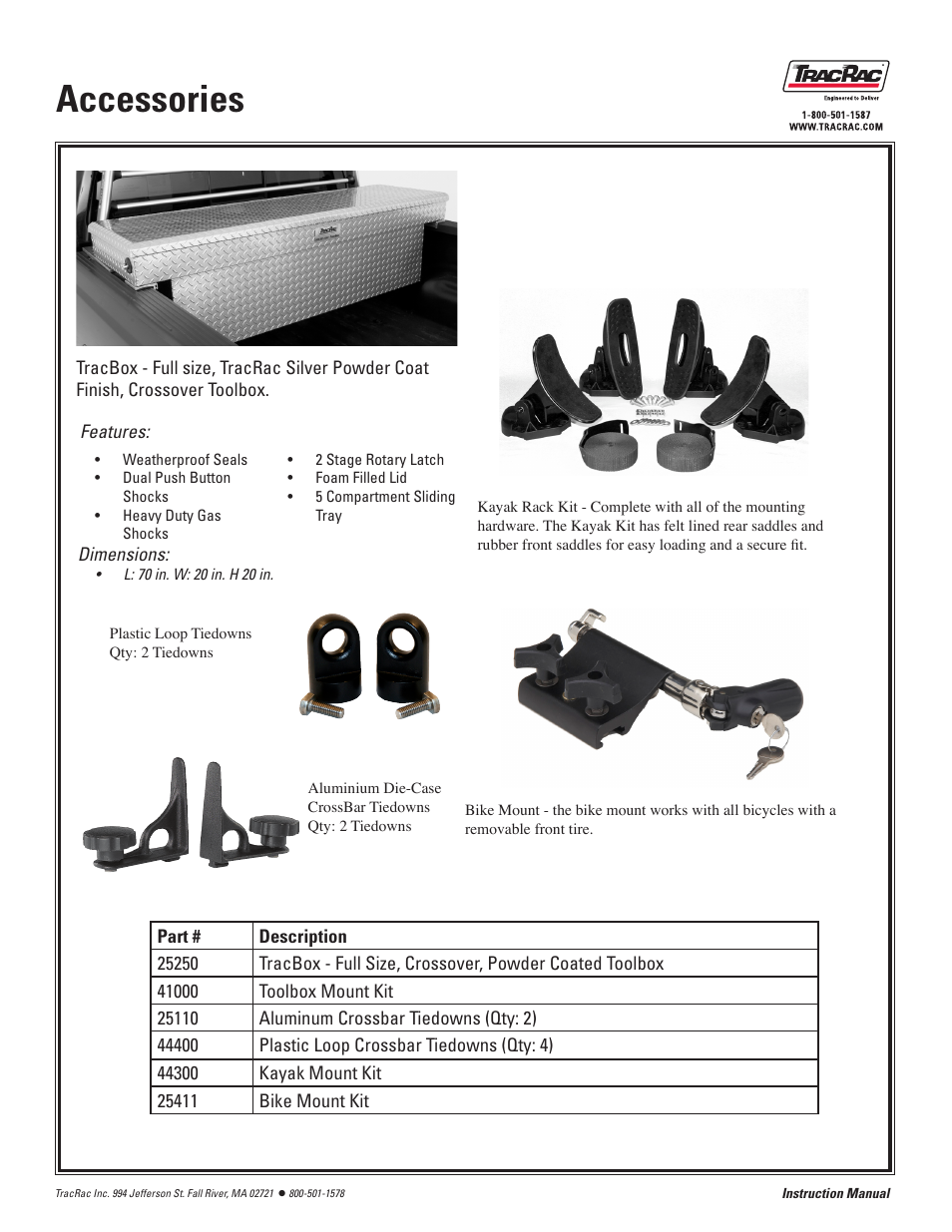 Accessories | TracRac IM T-Rac G2 User Manual | Page 3 / 14