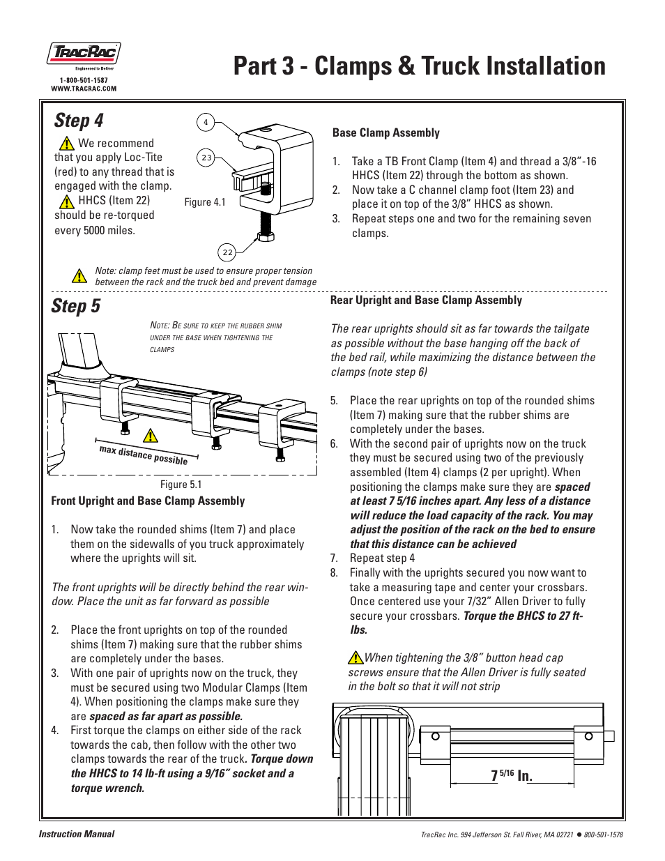 Part 3 - clamps & truck installation, Step 4, Step 5 | TracRac IM T-Rac G2 User Manual | Page 8 / 14