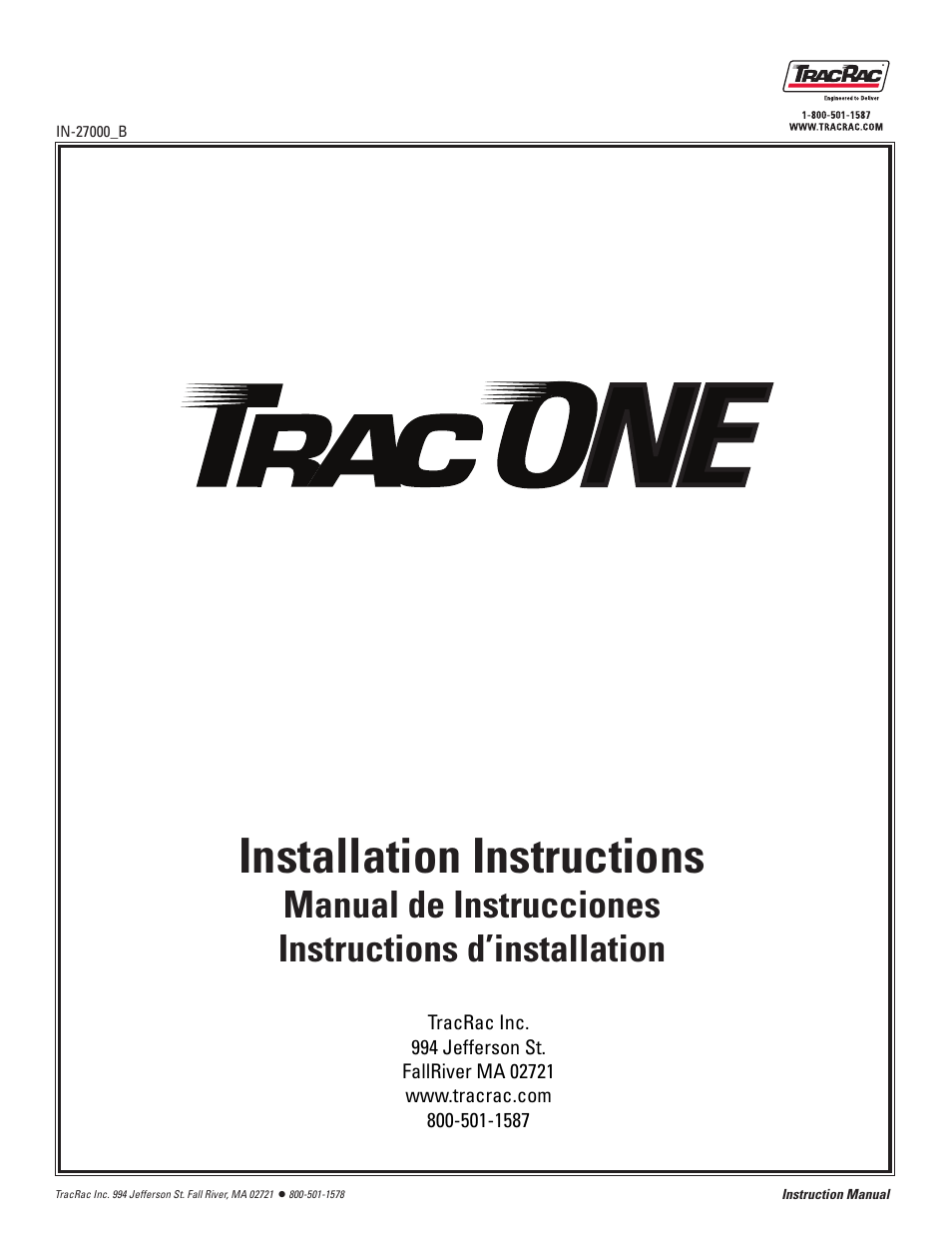 TracRac IM TracONE User Manual | 18 pages