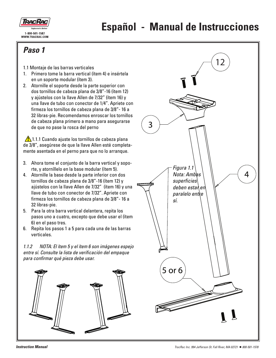 Español - manual de instrucciones, Paso 1 | TracRac IM TracONE User Manual | Page 10 / 18