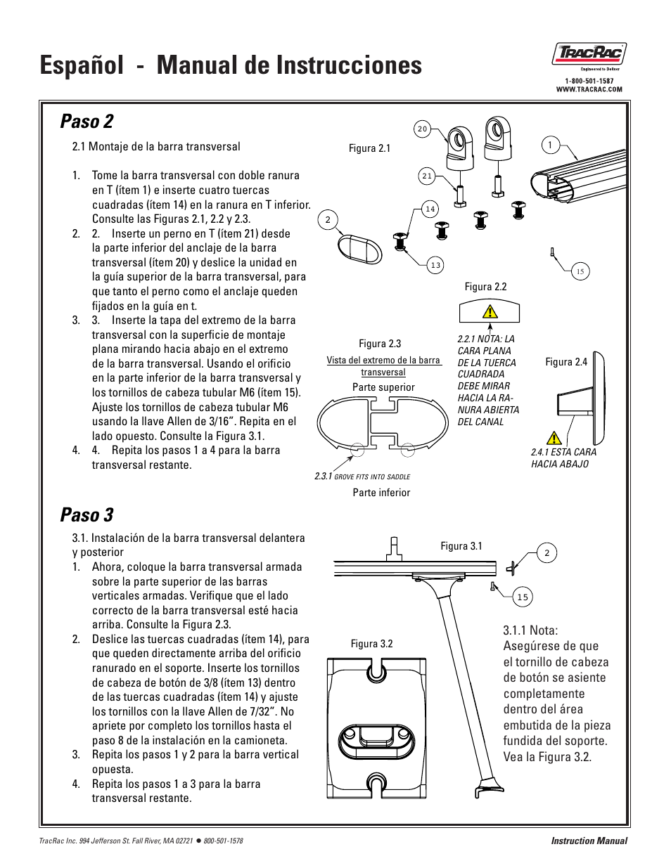 Español - manual de instrucciones, Paso 2 paso 3 | TracRac IM TracONE User Manual | Page 11 / 18