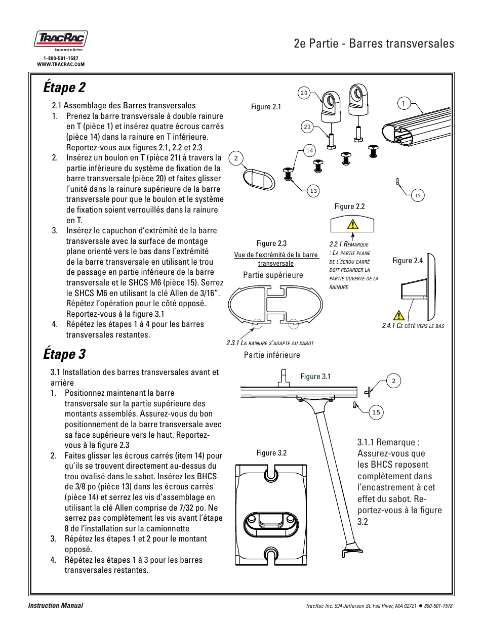 Étape 2 étape 3, 2e partie - barres transversales | TracRac IM TracONE User Manual | Page 14 / 18