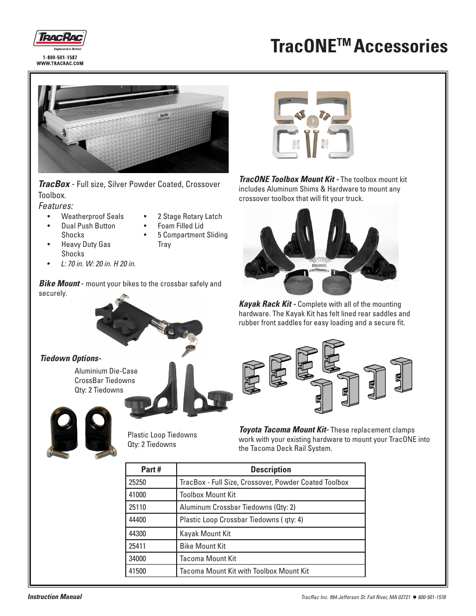Tracone, Accessories | TracRac IM TracONE User Manual | Page 4 / 18