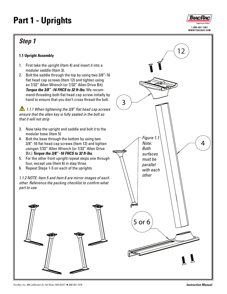 Part 1 - uprights, Step 1 | TracRac IM TracONE User Manual | Page 7 / 18