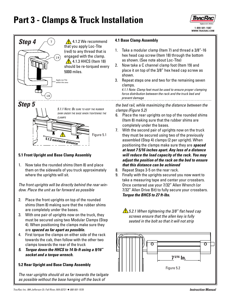 Part 3 - clamps & truck installation, Step 4 step 5 | TracRac IM TracONE User Manual | Page 9 / 18