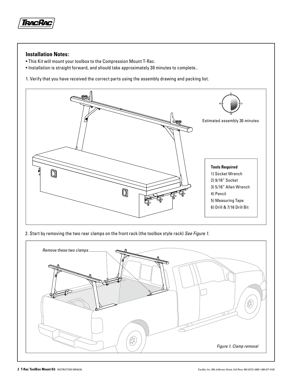 TracRac IM T-Rac Pro Toolbox Mount User Manual | Page 2 / 6